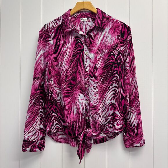 Kut From The Kloth Women Boho Maximalist Animal Print Blouse Size M Feminine USA - Picture 1 of 10
